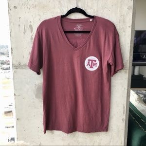 Three Square by Royce Apparel Texas A&M Southwestern Print V-Neck Tee Shirt M
